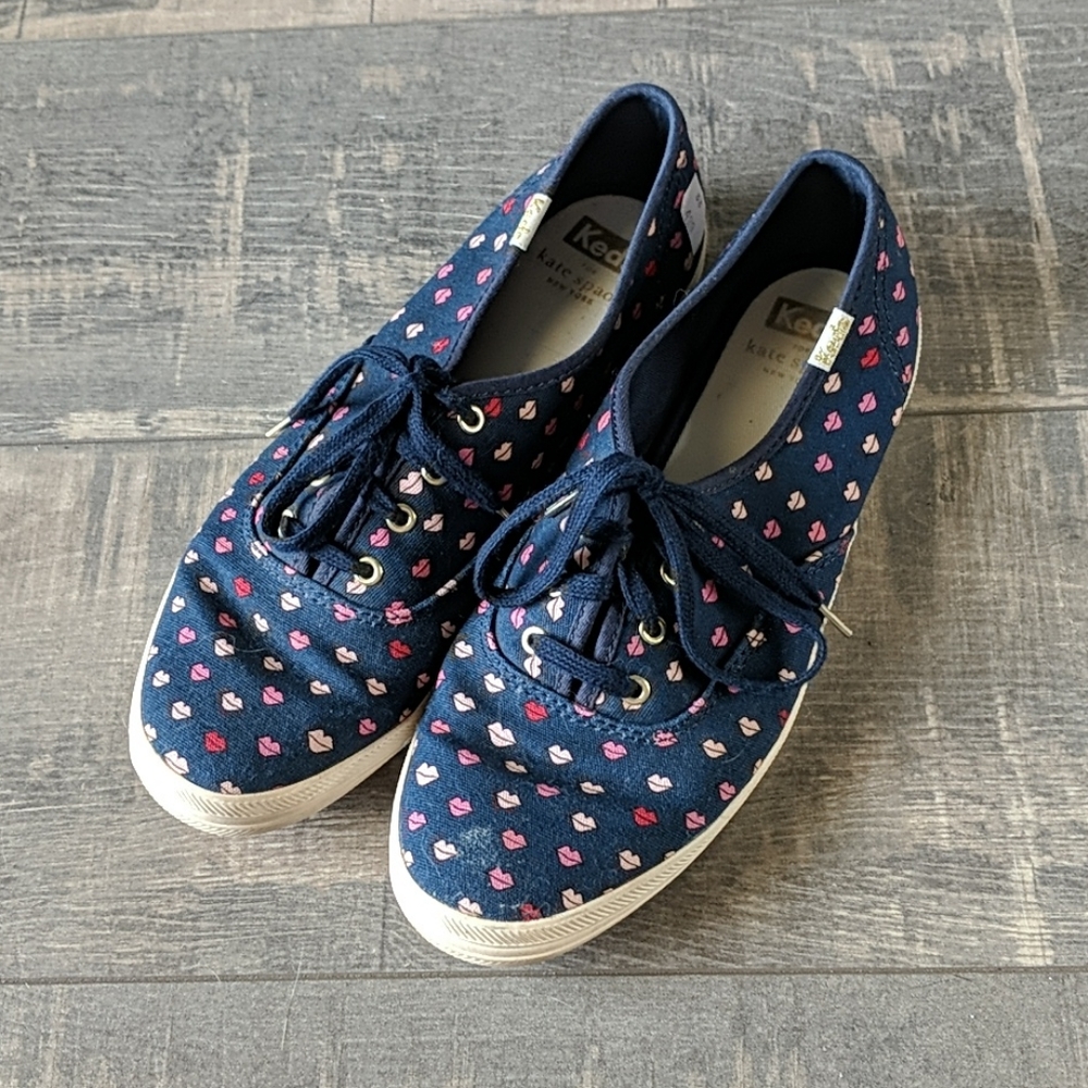Keds for Kate Spade Pink Lips Navy Shoes BX40